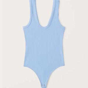 Abercrombie and Fitch Seamless Rib Scoopneck Bodysuit Size Small Light Blue